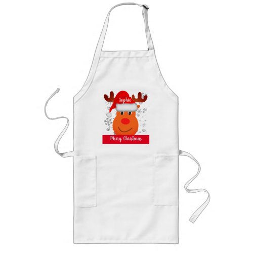 Festive Personalized Reindeer Christmas Apron