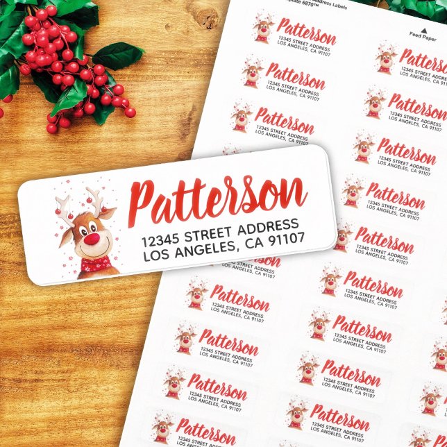 Festive Personalized Reindeer Mailing Labels (Creator Uploaded)