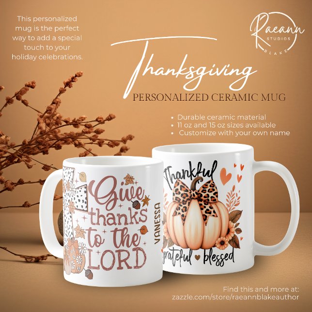Festive Personalized Thanksgiving Ceramic Mug (Creator Uploaded)
