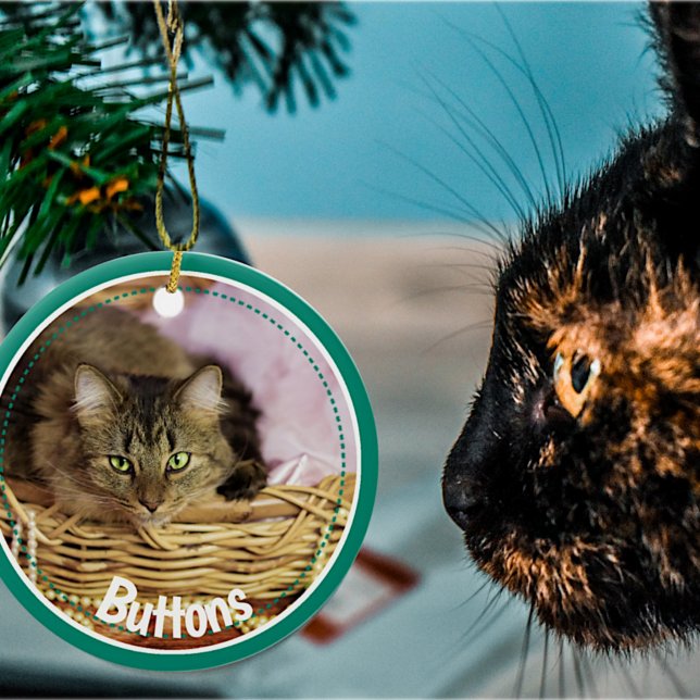 Festive Pet Photo 2021 Christmas   Ceramic Ornamen Ornament (Creator Uploaded)