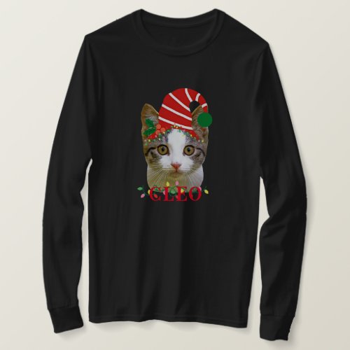 Festive Pet Photo  Name Fun Custom Christmas T_Shirt