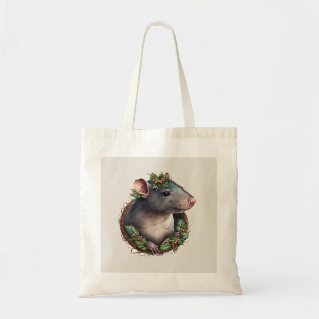 Festive Pet Rat Holidays/Christmas Tote Bag (Front)