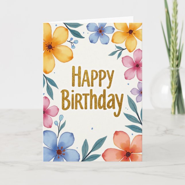 Festive Petal Birthday Card (Front)