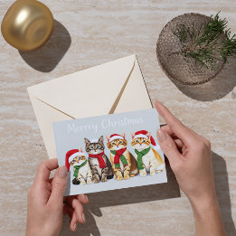 Festive Pets in Santa Hats Merry Christmas Design Card