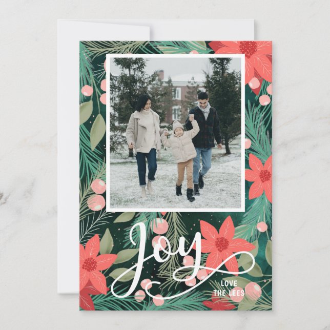 Festive Photo Be Merry Joy Flat Holiday Card (Front)