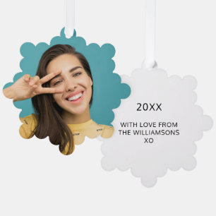 Festive Photo Ornament Card with Recipient's Face