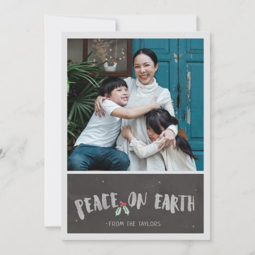 Festive Photo Peace on Earth Flat Holiday Card