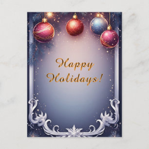 ❄️ Festive Pine & Bauble Christmas Magic 🎄Holiday Postcard