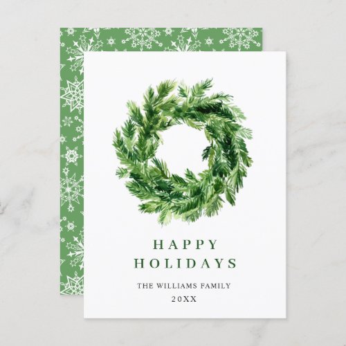 Festive Pine Branch Wreath Christmas Holiday Card