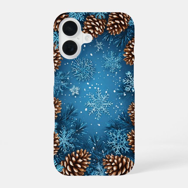 Festive Pine Cones and Snowflakes Iphone Case (Back)