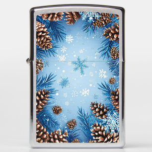 Festive Pine Cones and Snowflakes Zippo Lighter