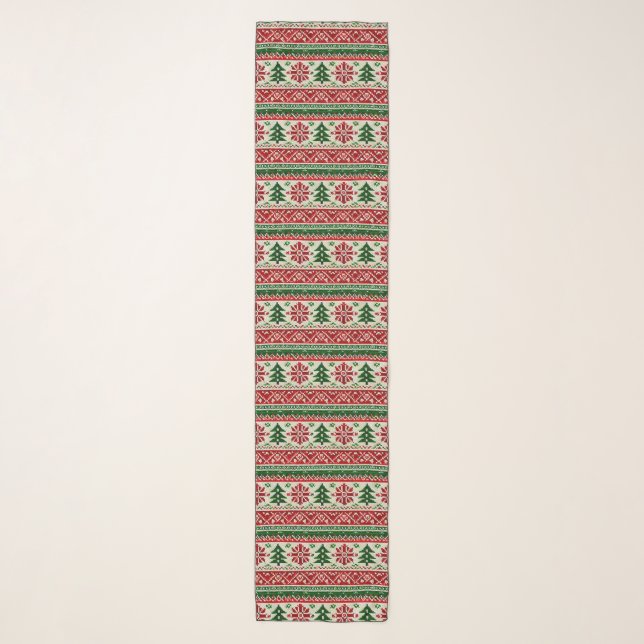 Festive Pine Motifs Scarf (Front)