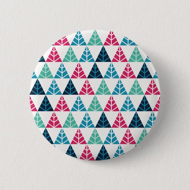 Festive Pine Triangle Mosaic Abstract Christmas I Button (Front)