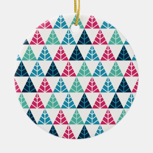 Festive Pine Triangle Mosaic Abstract Christmas I Ceramic Ornament