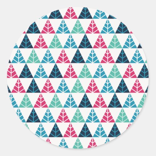 Festive Pine Triangle Mosaic Abstract Christmas I Classic Round Sticker
