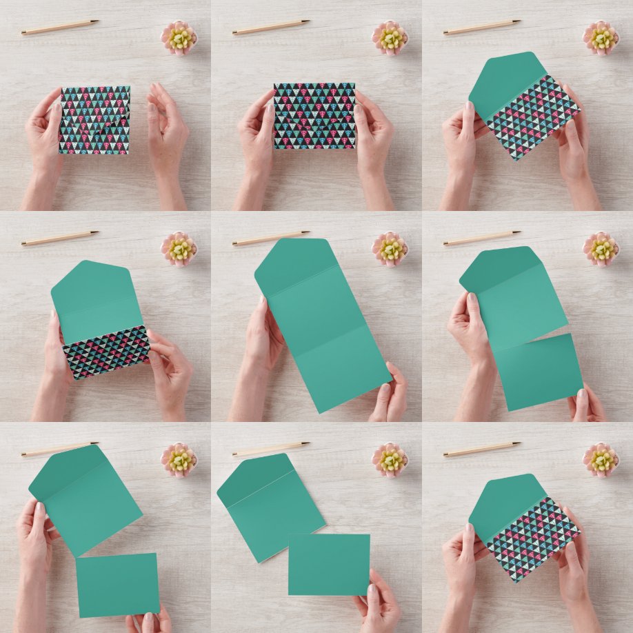 Festive Pine Triangle Mosaic Abstract Christmas II All In One Invitation