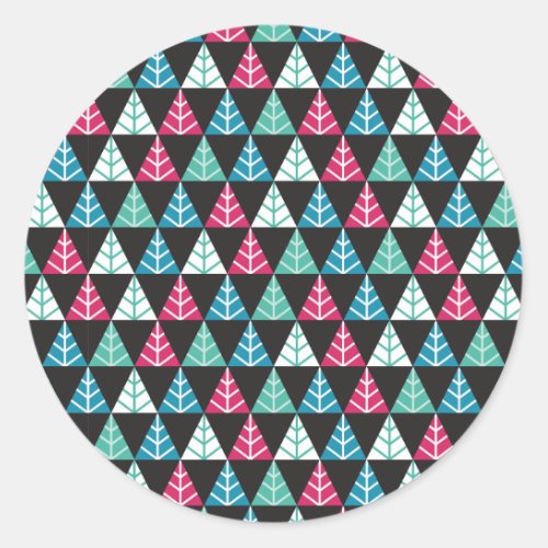 Festive Pine Triangle Mosaic Abstract Christmas II Classic Round Sticker