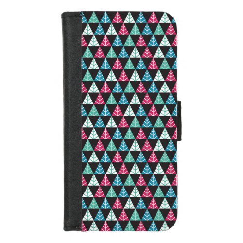 Festive Pine Triangle Mosaic Abstract Christmas II iPhone 87 Wallet Case
