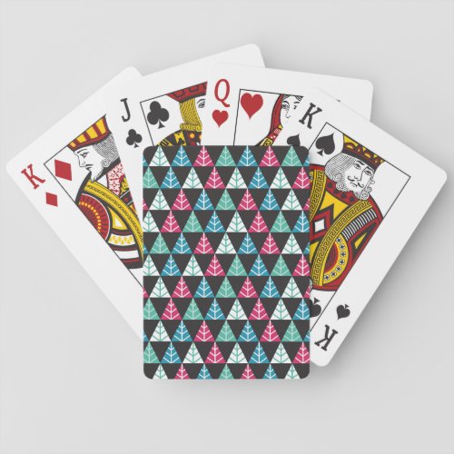 Festive Pine Triangle Mosaic Abstract Christmas II Playing Cards