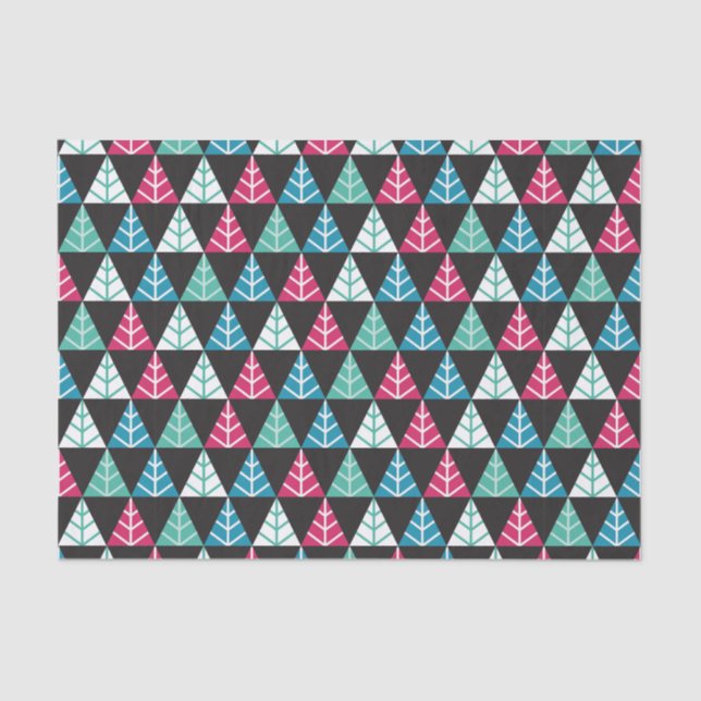 Festive Pine Triangle Mosaic Abstract Christmas II Tissue Paper (Front)