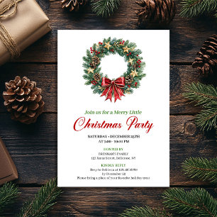 Festive Pine Wreath Christmas Party Invitation