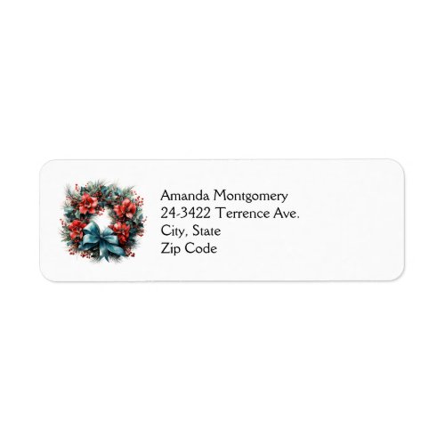 Festive Pine Wreath with Holly Christmas Label