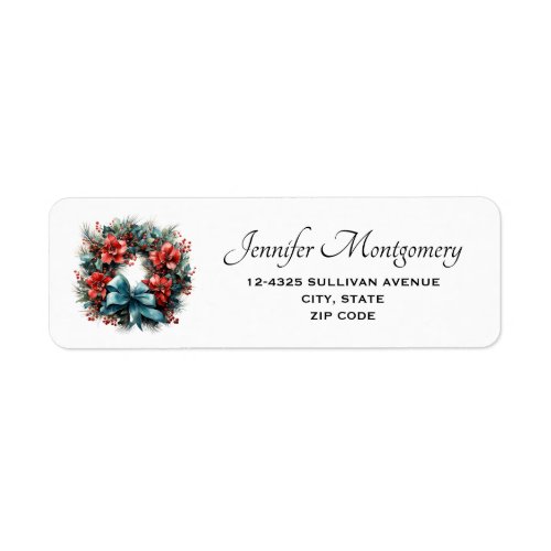 Festive Pine Wreath with Holly Christmas Label