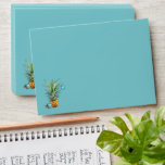 Festive Pineapple Beach Christmas Envelope A7<br><div class="desc">Tropical blue, beach themed Christmas card envelope with festive holiday pineapple design on the front. A beach scene of turquoise water and beach sand is the image inside the flap. Outer color is dark sea blue color. Size A7 for 5x7 inch cards, or change the size, but this design may...</div>