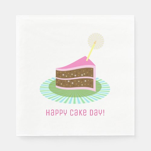 Festive Pink and Chocolate Birthday Cake Paper Napkins