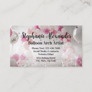 Festive Pink Balloon Arch Artist Party Planner Business Card