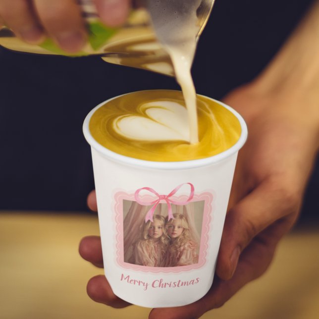 Festive Pink Bow Family Photo Paper Cup (Creator Uploaded)