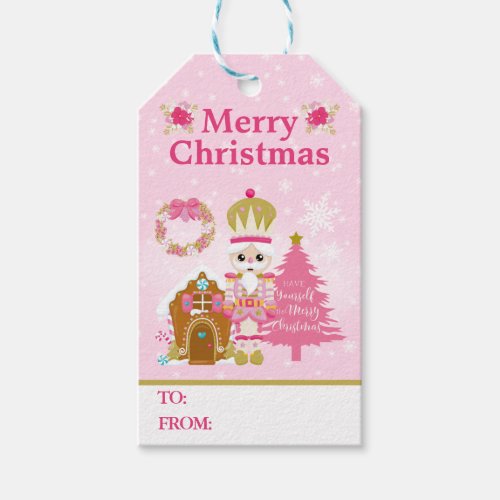Festive Pink Christmas Nutcracker  Gift Tags