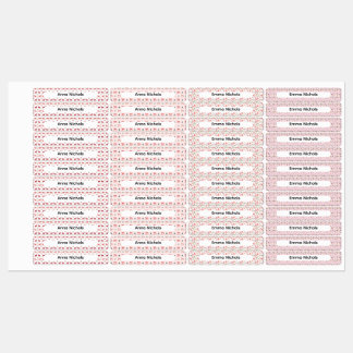 Festive Pink Christmas Patterns Name Labels