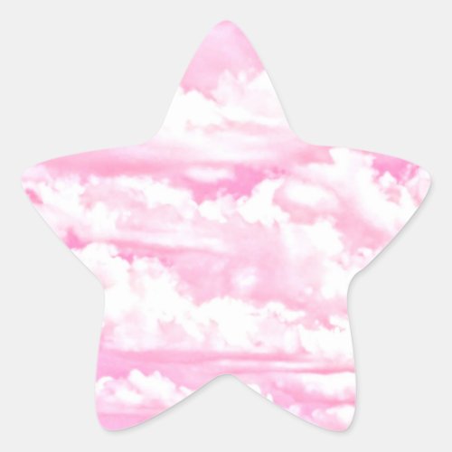 Festive Pink Clouds Star Sticker