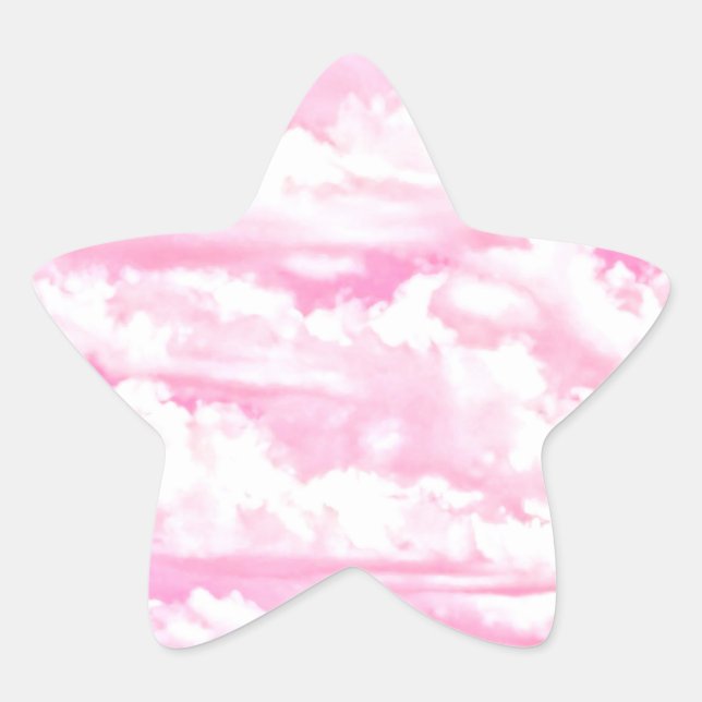 Festive Pink Clouds Star Sticker (Front)