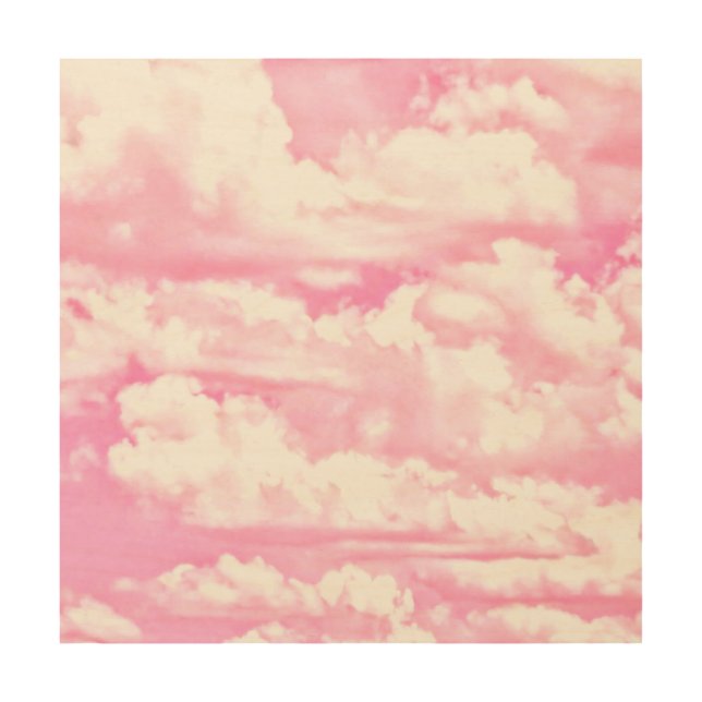 Festive Pink Clouds Wood Wall Art (Front)