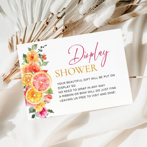 Festive Pink Flowers Citrus Bridal Display Shower Enclosure Card