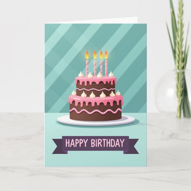 Festive Pink Glaze Cake Card (Front)