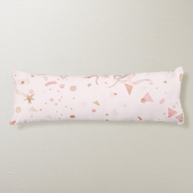 Festive Pink & Gold Pattern Body Pillow (Front)