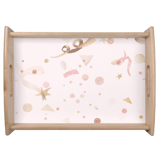 Festive Pink & Gold Pattern  Serving Tray (Front)