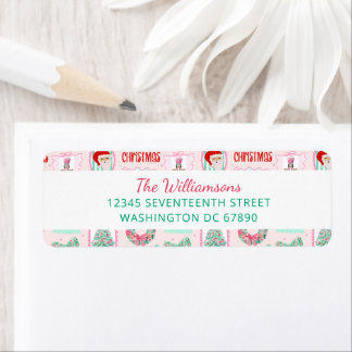 Festive Pink & Green Nutcracker Custom Christmas Label
