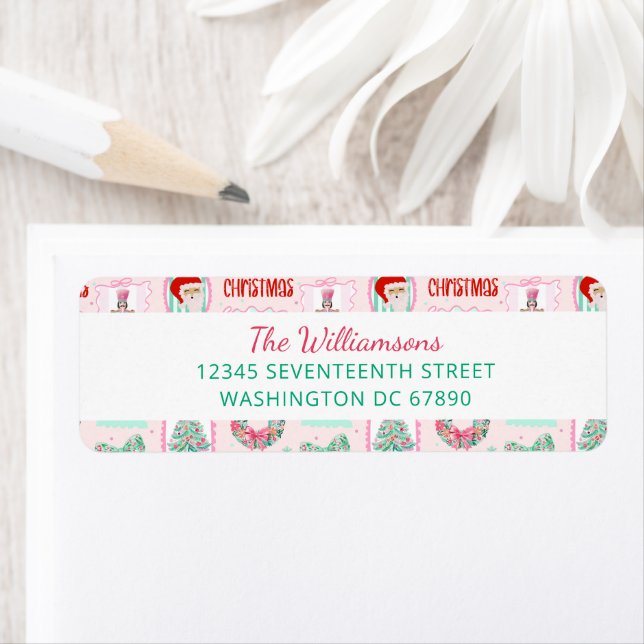 Festive Pink & Green Nutcracker Custom Christmas  Label (Insitu)