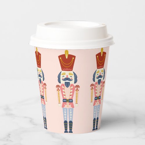 Festive Pink Holiday Nutcracker Paper cup