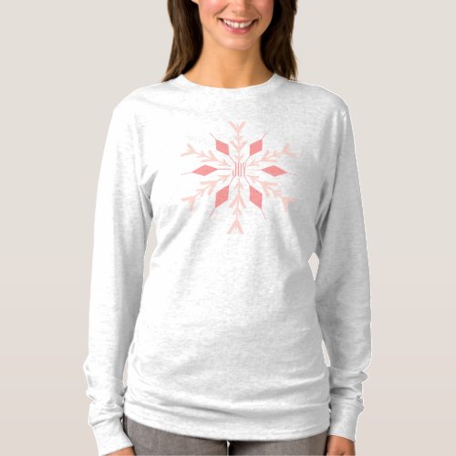 Festive Pink Joy Snowflake T_Shirt