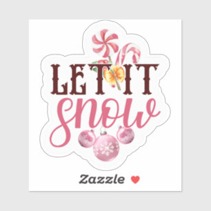 Festive Pink Let It Snow Holiday Sticker Design