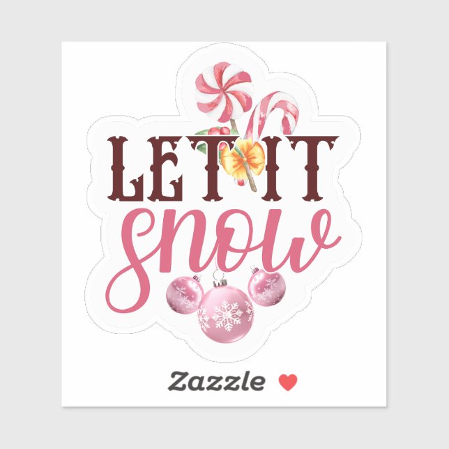 Festive Pink Let It Snow Holiday Sticker Design (Sheet)