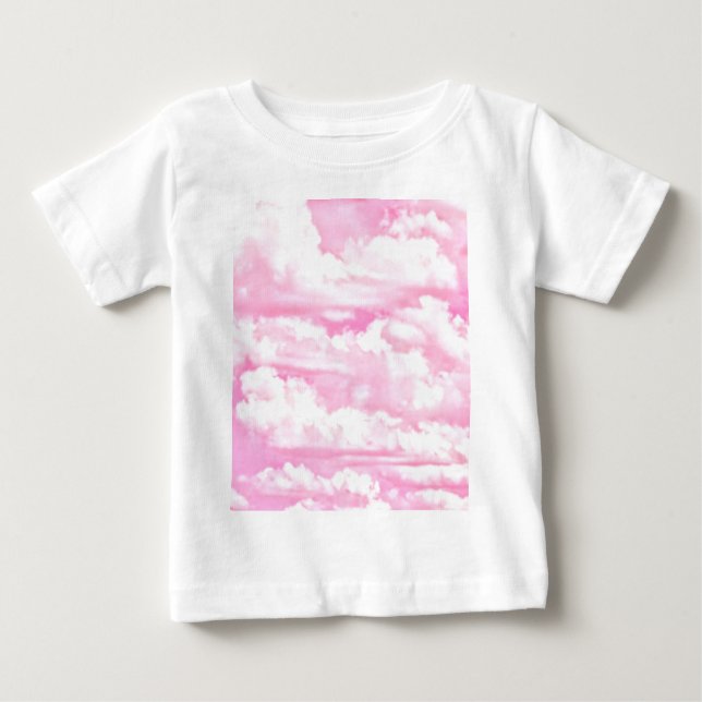 Festive Pink Rose Clouds Baby T-Shirt (Front)