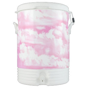 Festive Pink Rose Clouds Beverage Cooler