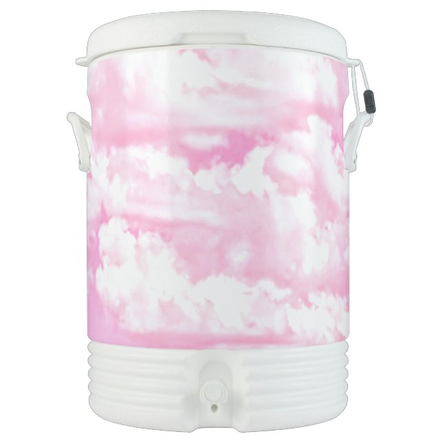 Festive Pink Rose Clouds Beverage Cooler (Front)