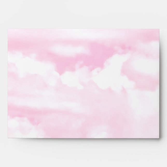 Festive Pink Rose Clouds Envelope (Front)